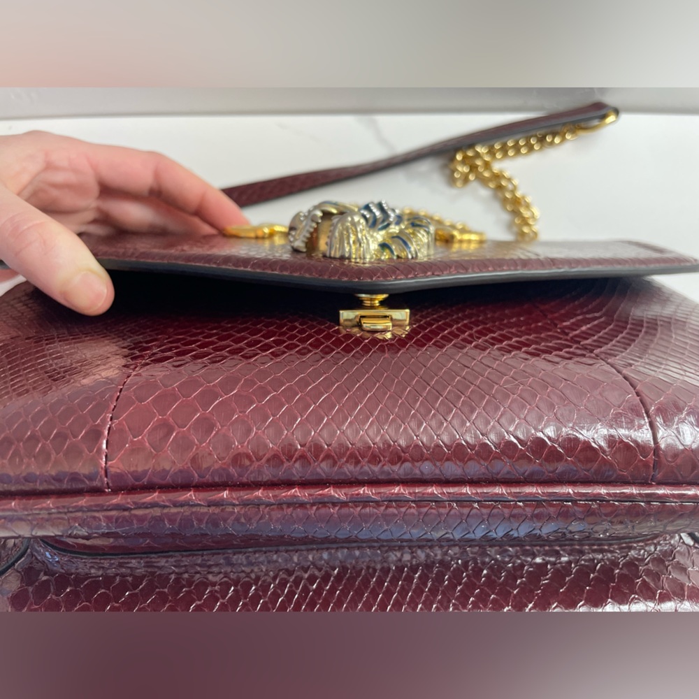 Gucci NWOT Rajah Red Python Shoulder Flap Bag - Picture 9 of 16